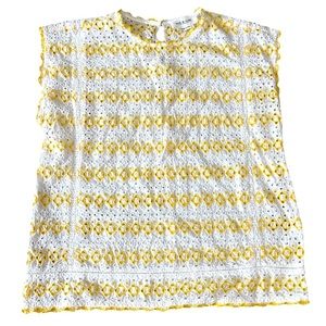 Indi & Cold White & Yellow Eyelet Sleeveless Top Size XS